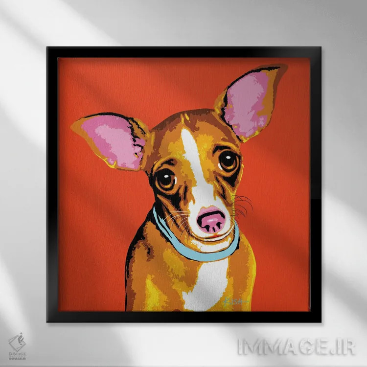 تابلو چیواوا نارنجی ووفهول اثر گرچن کیش سرانو - نمای قابدار مشکی