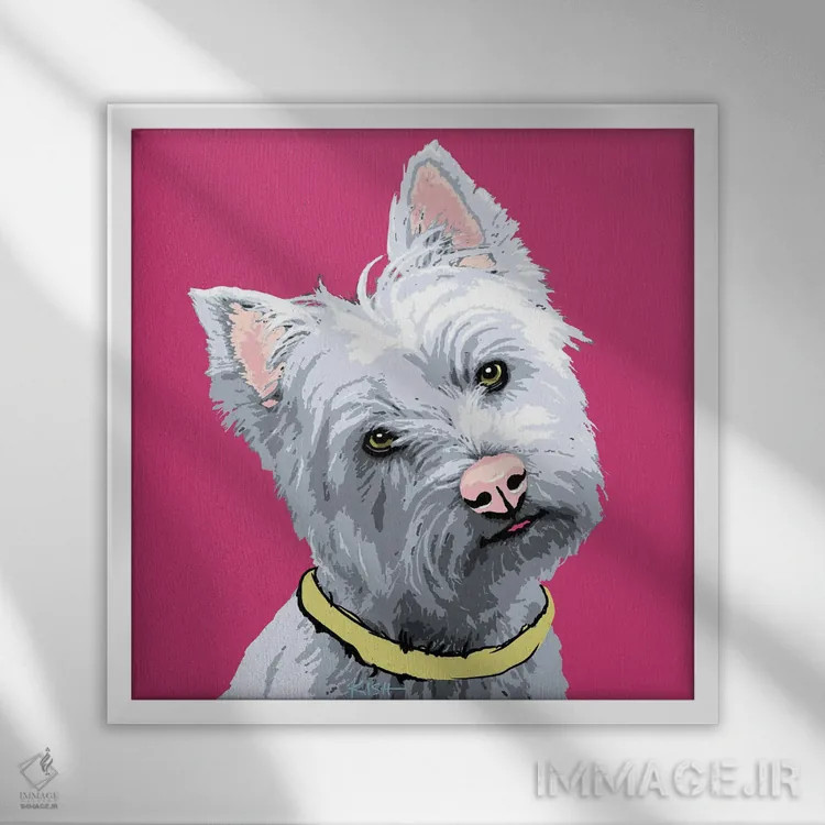 تابلو وِستی صورتی ووفهول اثر گرچن کیش سرانو - نمای قابدار سفید