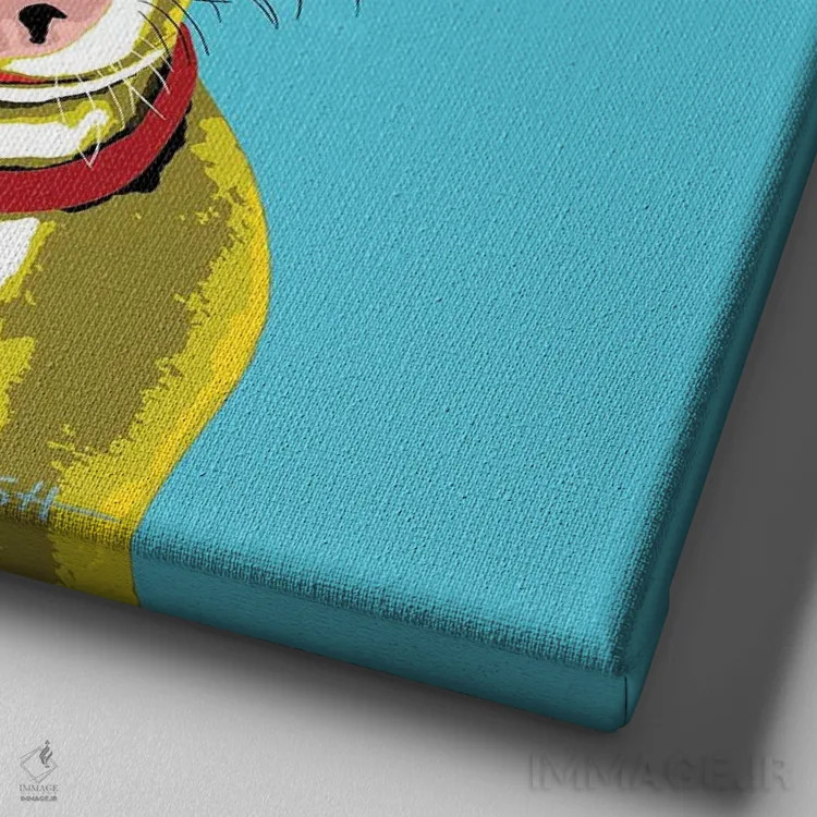 تابلو چیواوا آبی مایل به سبز ووفهول اثر گرچن کیش سرانو - نمای نزدیک بافت بوم