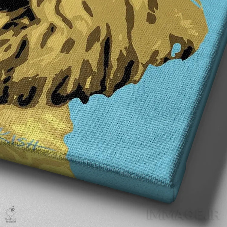 تابلو پودل آبی ووفهول اثر گرچن کیش سرانو - نمای نزدیک بافت بوم