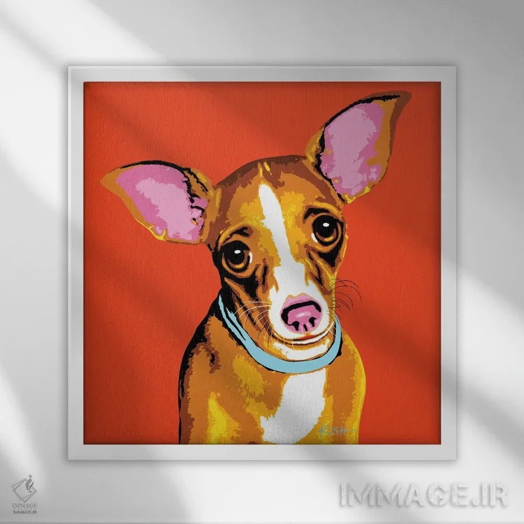 تابلو چیواوا نارنجی ووفهول اثر گرچن کیش سرانو - نمای قابدار سفید