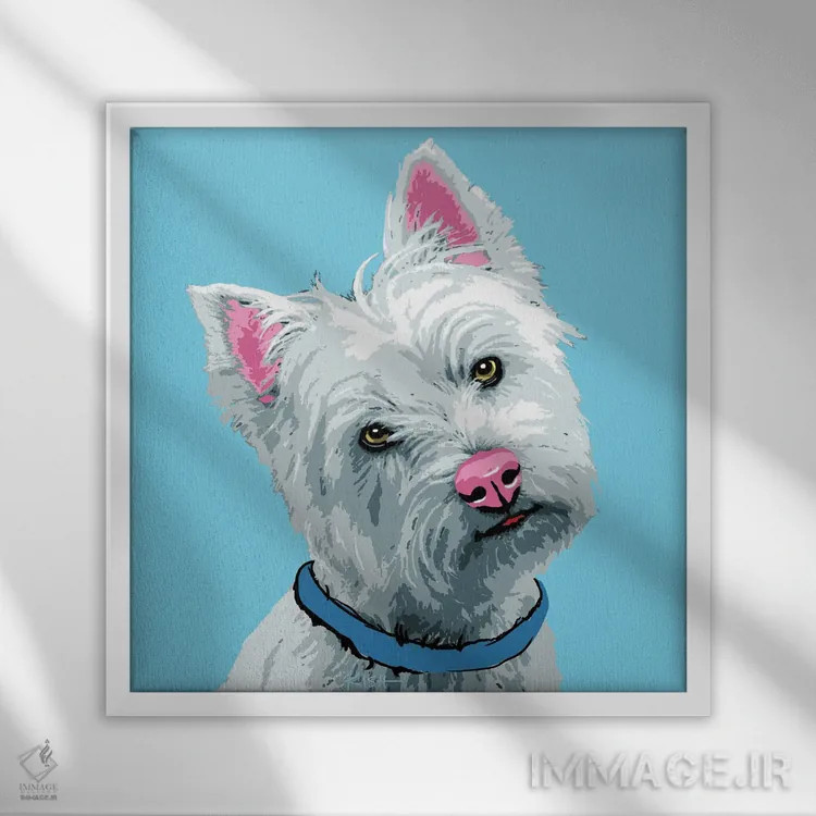 تابلو وِستی آبی ووفهول اثر گرچن کیش سرانو - نمای قابدار سفید