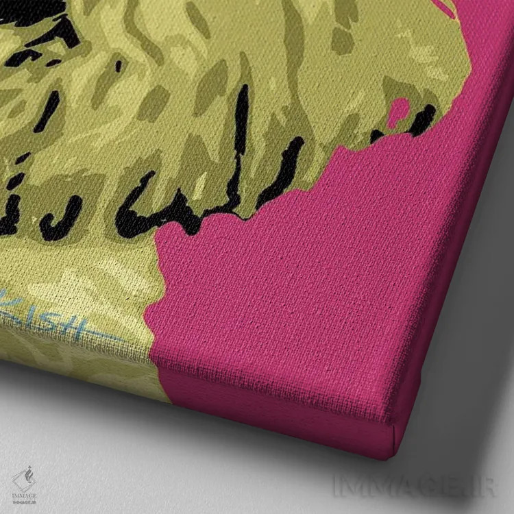 تابلو پودل صورتی ووفهول اثر گرچن کیش سرانو - نمای نزدیک بافت بوم