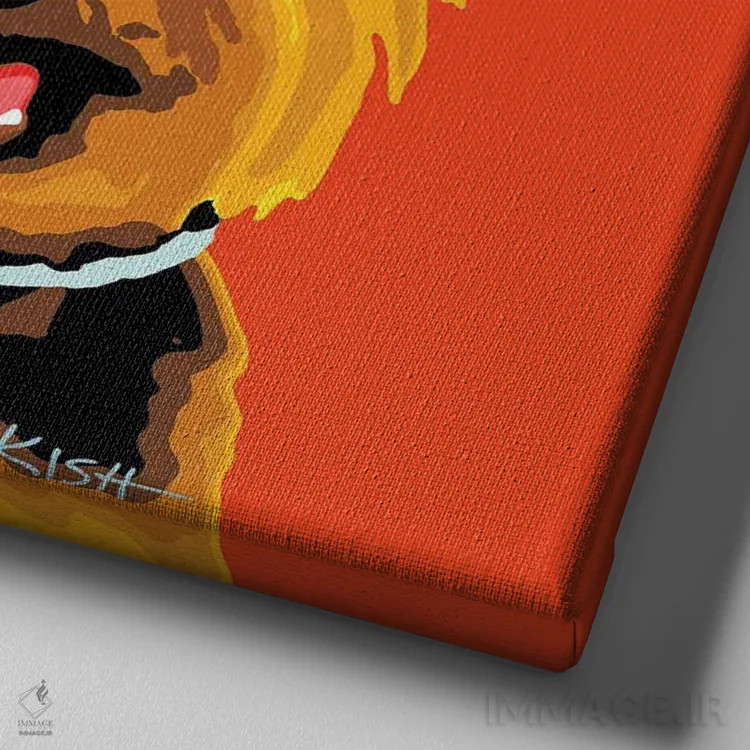 تابلو یورکی نارنجی ووفهول اثر گرچن کیش سرانو - نمای نزدیک بافت بوم