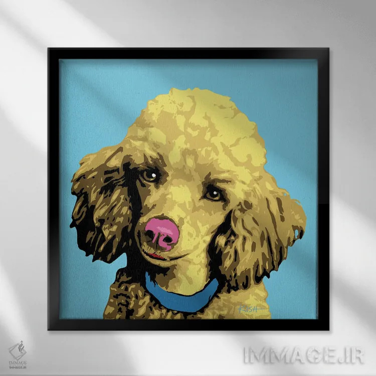 تابلو پودل آبی ووفهول اثر گرچن کیش سرانو - نمای قابدار مشکی