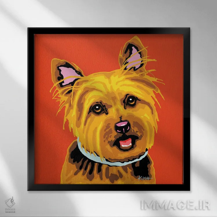 تابلو یورکی نارنجی ووفهول اثر گرچن کیش سرانو - نمای قابدار مشکی