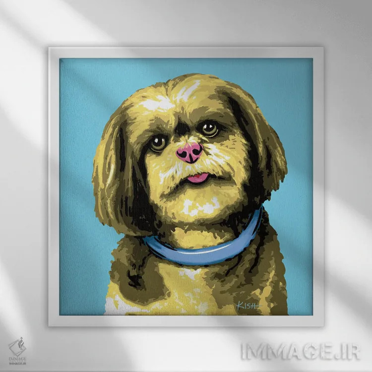 تابلو شیهتزو آبی ووفهول اثر گرچن کیش سرانو - نمای قابدار سفید