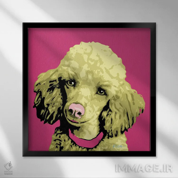 تابلو پودل صورتی ووفهول اثر گرچن کیش سرانو - نمای قابدار مشکی