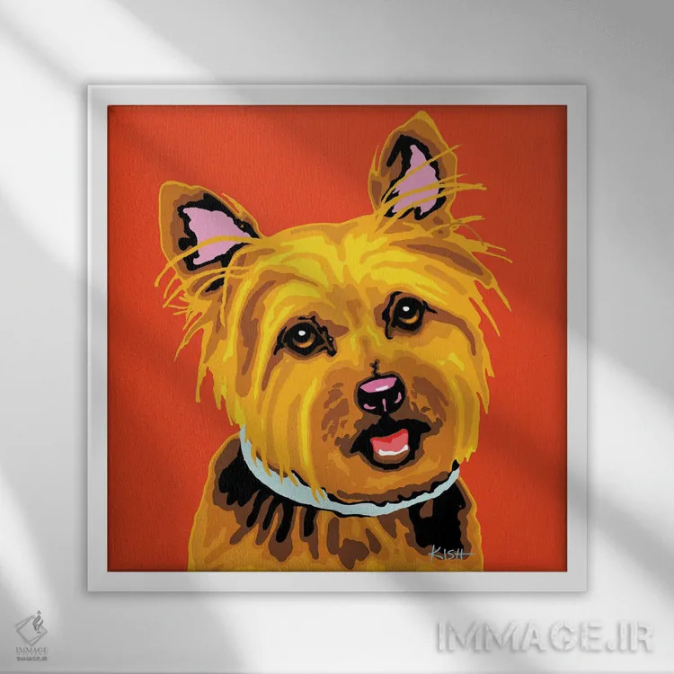 تابلو یورکی نارنجی ووفهول اثر گرچن کیش سرانو - نمای قابدار سفید