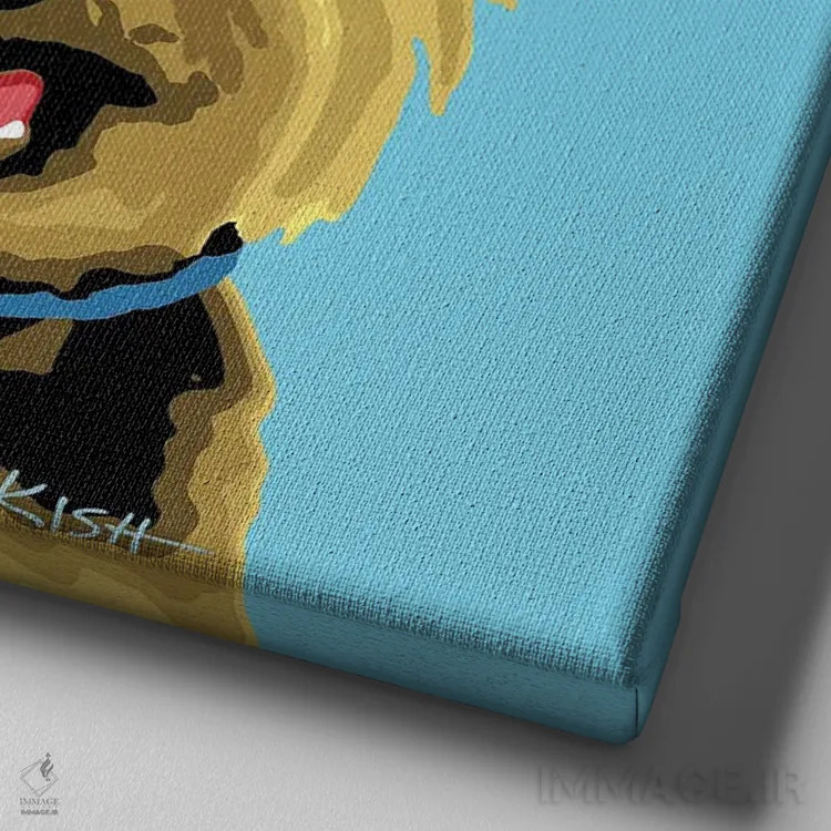 تابلو یورکی آبی ووفهول اثر گرچن کیش سرانو - نمای نزدیک بافت بوم