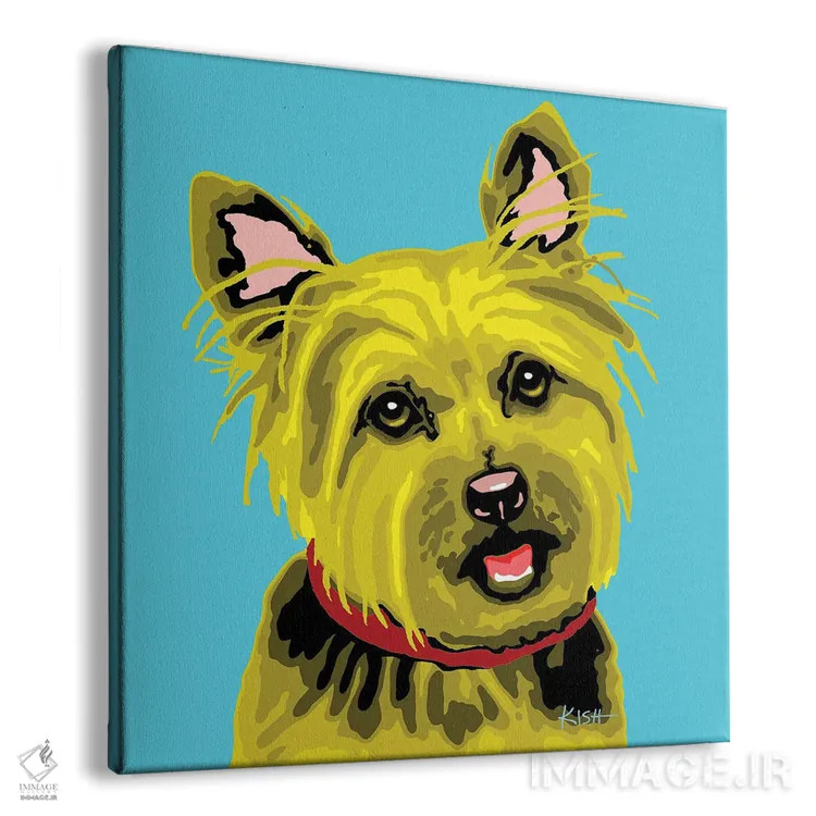 تابلو یورکی آبی مایل به سبز ووفهول اثر گرچن کیش سرانو - نمای پرسپکتیو محصول