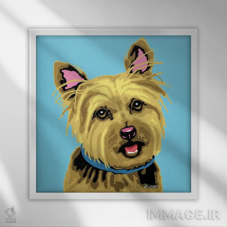 تابلو یورکی آبی ووفهول اثر گرچن کیش سرانو - نمای قابدار سفید