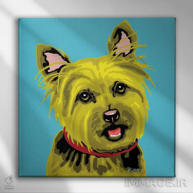 تابلو یورکی آبی مایل به سبز ووفهول اثر گرچن کیش سرانو - نمای روبهرو روی دیوار