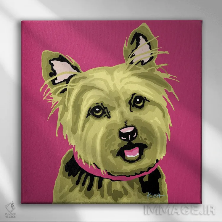 تابلو یورکی صورتی ووفهول اثر گرچن کیش سرانو - نمای روبهرو روی دیوار