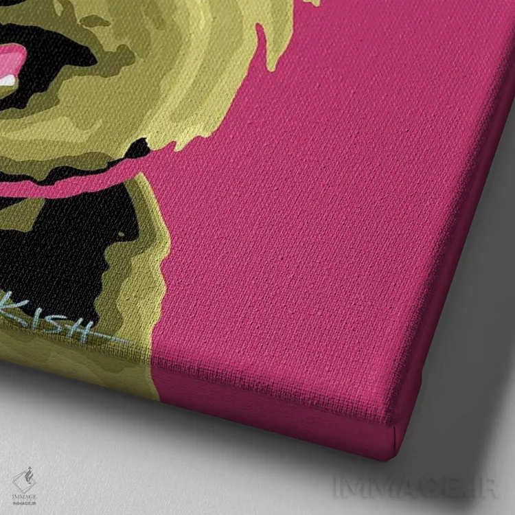 تابلو یورکی صورتی ووفهول اثر گرچن کیش سرانو - نمای نزدیک بافت بوم