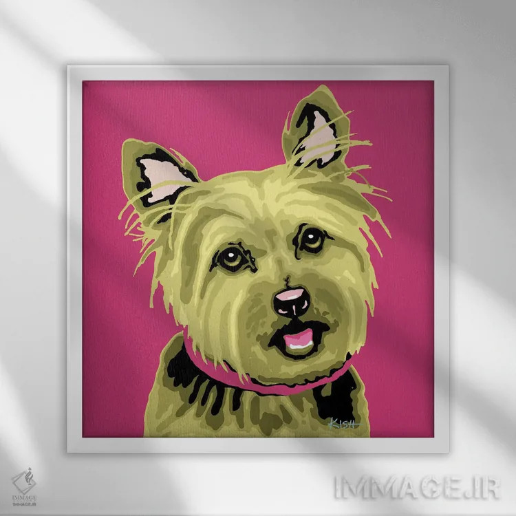 تابلو یورکی صورتی ووفهول اثر گرچن کیش سرانو - نمای قابدار سفید