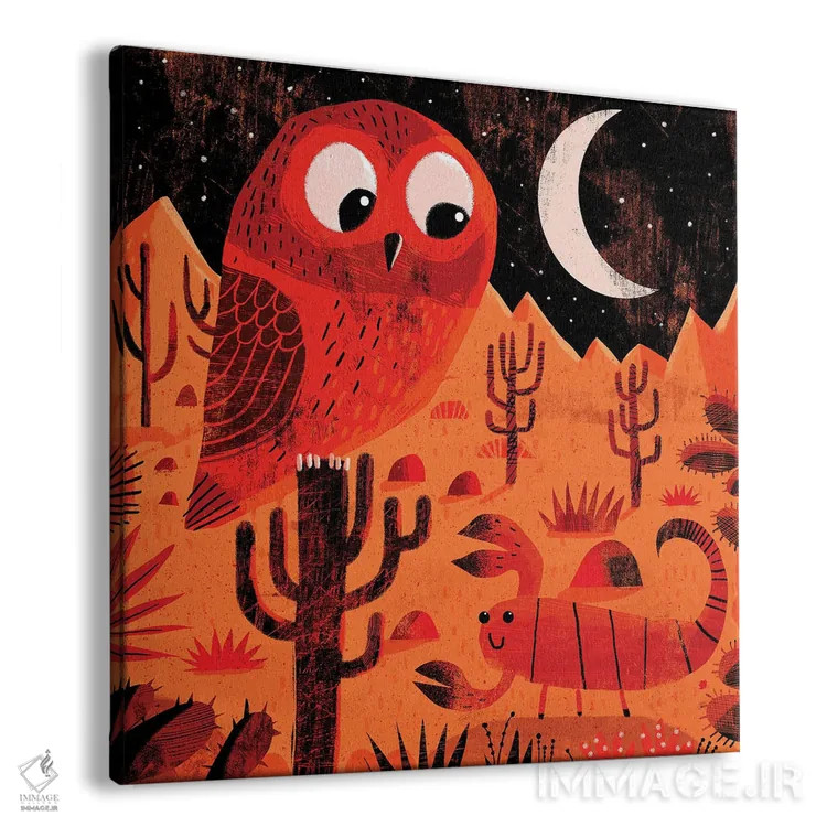 تابلو جغد بیابانی و عقرب اثر گارث لوکاس - نمای پرسپکتیو محصول