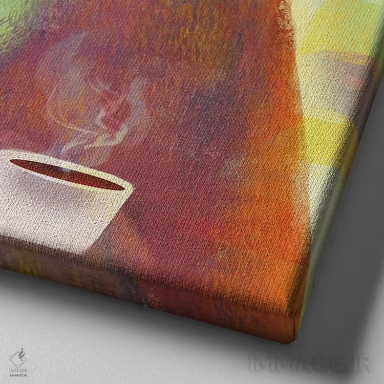 تابلو خرس صبحگاهی با پرندهٔ مزاحم اثر گارث لوکاس - نمای نزدیک بافت بوم