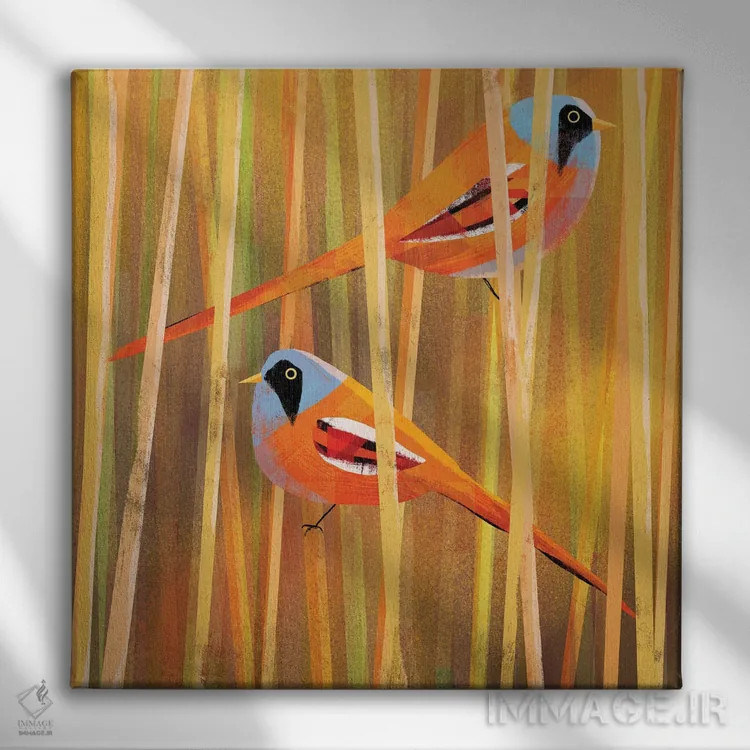 تابلو دمدراز ریشو (نوعی پرنده) اثر گارث لوکاس - نمای روبهرو روی دیوار