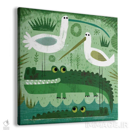 تابلو کروکودیلها با پرندگان مزاحم اثر گارث لوکاس - نمای پرسپکتیو محصول