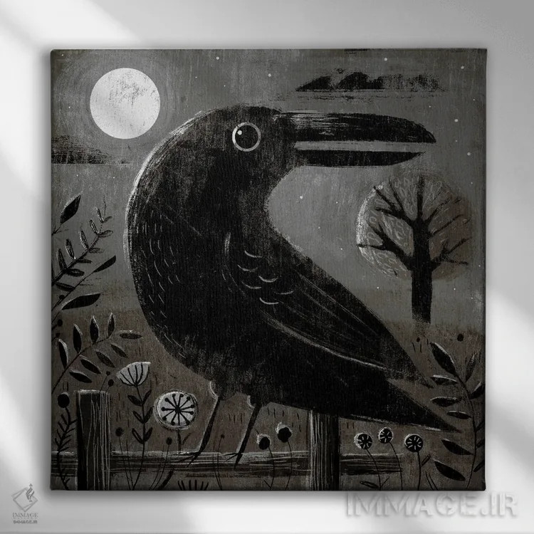تابلو کلاغ اثر گارث لوکاس - نمای روبهرو روی دیوار