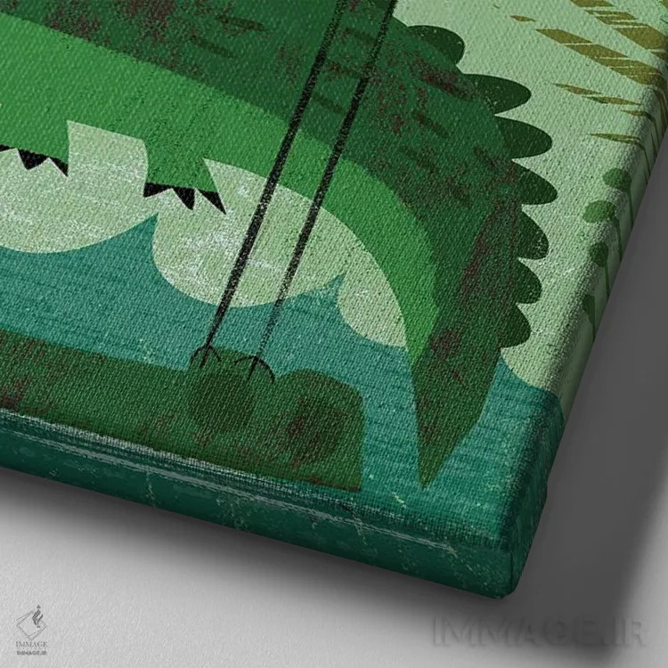 تابلو کروکودیلها با پرندگان مزاحم اثر گارث لوکاس - نمای نزدیک بافت بوم