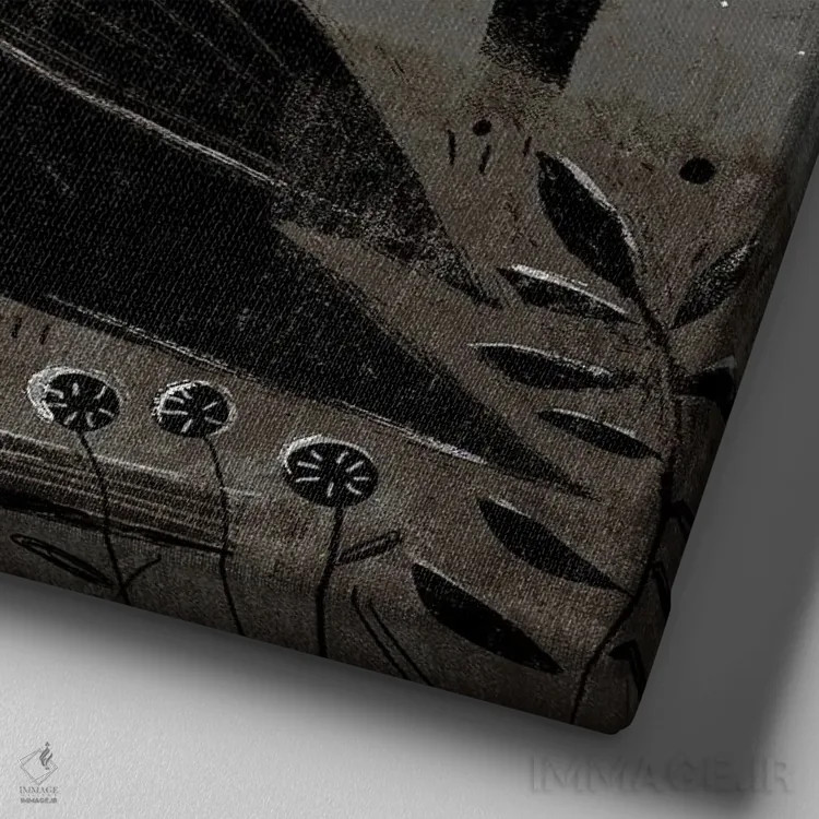 تابلو کلاغ اثر گارث لوکاس - نمای نزدیک بافت بوم