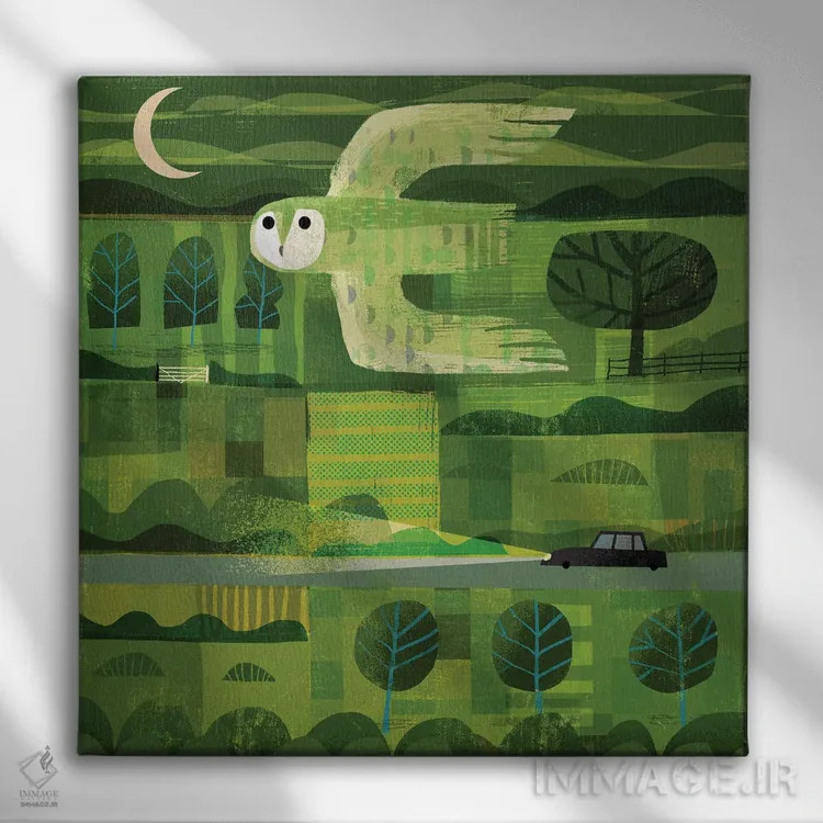 تابلو جغد غروب اثر گارث لوکاس - نمای روبهرو روی دیوار