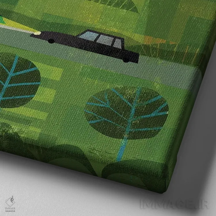 تابلو جغد غروب اثر گارث لوکاس - نمای نزدیک بافت بوم