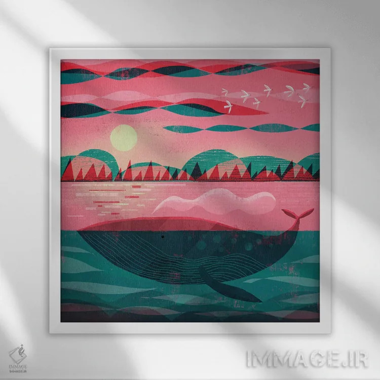 تابلو نهنگ صبح زود اثر گارث لوکاس - نمای قابدار سفید