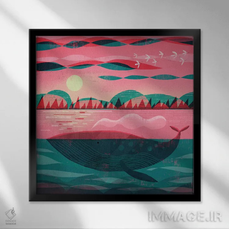 تابلو نهنگ صبح زود اثر گارث لوکاس - نمای قابدار مشکی