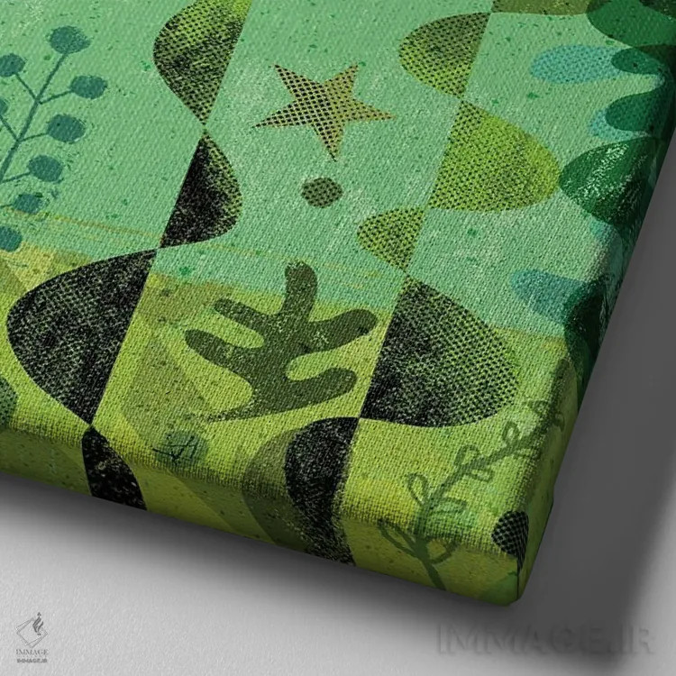 تابلو سبزیجات ماهیوار (ابهام زدایی: نقاشی انتزاعی گیاهی) اثر گارث لوکاس - نمای نزدیک بافت بوم