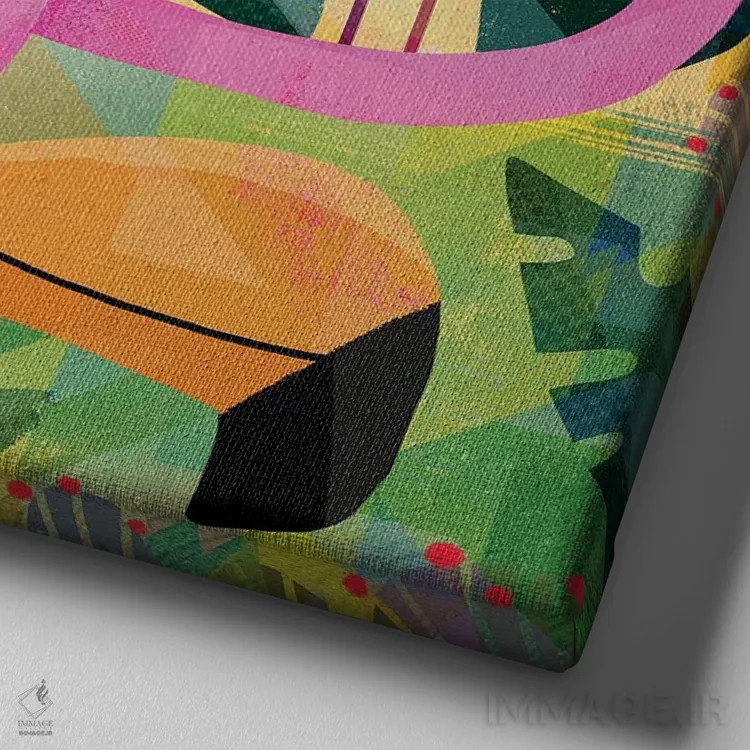 تابلو فلامینگوها اثر گارث لوکاس - نمای نزدیک بافت بوم