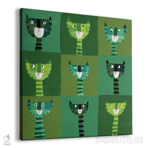 تابلو گربههای سبز اثر گارث لوکاس - نمای پرسپکتیو محصول