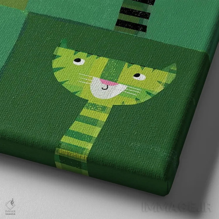 تابلو گربههای سبز اثر گارث لوکاس - نمای نزدیک بافت بوم