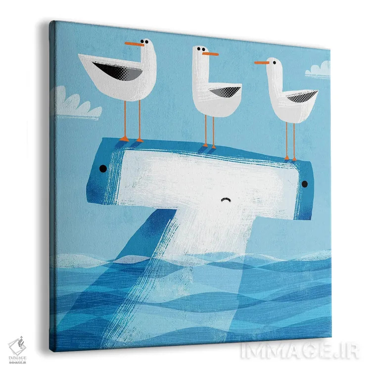 تابلو کوسه چکشی با مرغ دریایی مزاحم اثر گارث لوکاس - نمای پرسپکتیو محصول