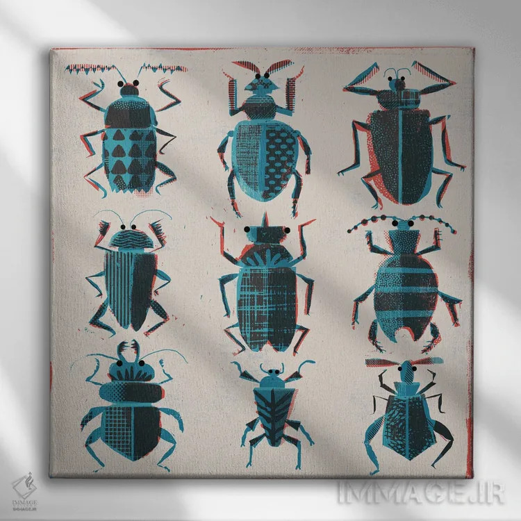 تابلو حشرات نیمتن اثر گارث لوکاس - نمای روبهرو روی دیوار