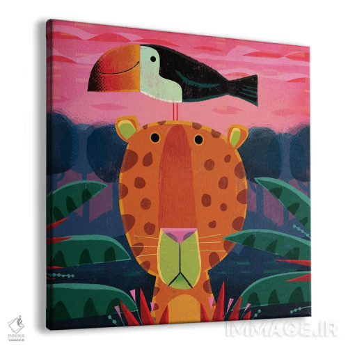 تابلو پلنگ با توکان مزاحم اثر گارث لوکاس - نمای پرسپکتیو محصول