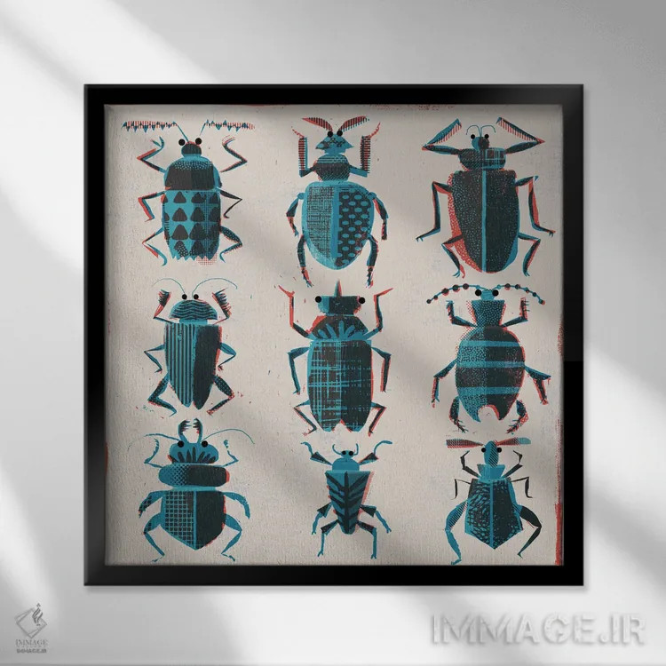 تابلو حشرات نیمتن اثر گارث لوکاس - نمای قابدار مشکی