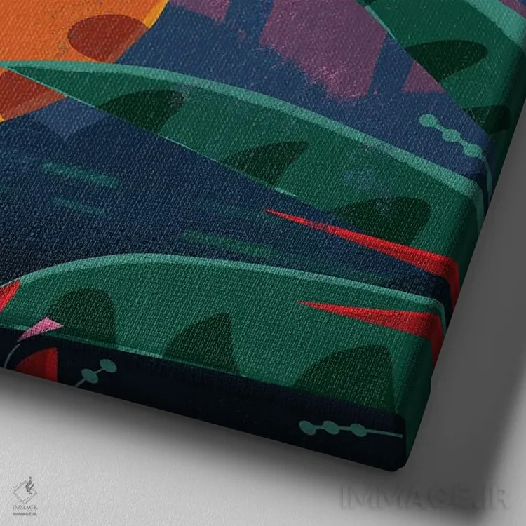 تابلو پلنگ با توکان مزاحم اثر گارث لوکاس - نمای نزدیک بافت بوم