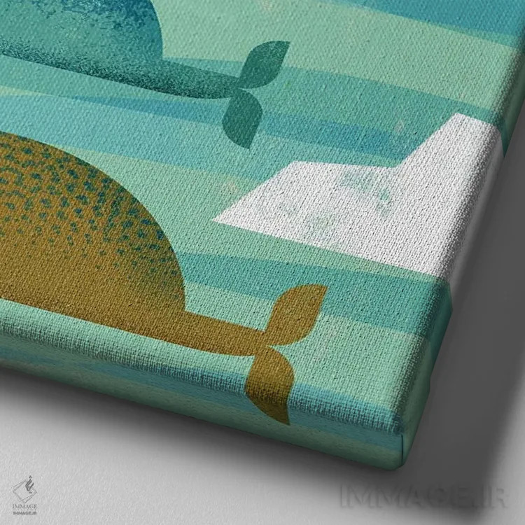 تابلو ناروالهای خوشحال اثر گارث لوکاس - نمای نزدیک بافت بوم