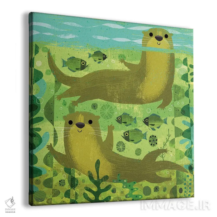 تابلو سمورهای آبی اثر گارث لوکاس - نمای پرسپکتیو محصول