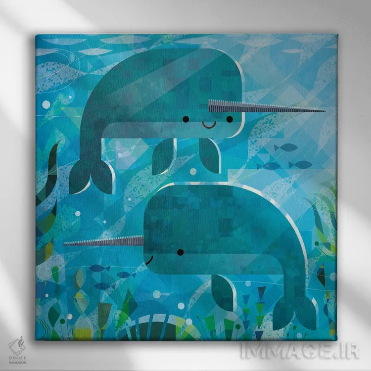 تابلو ناروالها اثر گارث لوکاس - نمای روبهرو روی دیوار