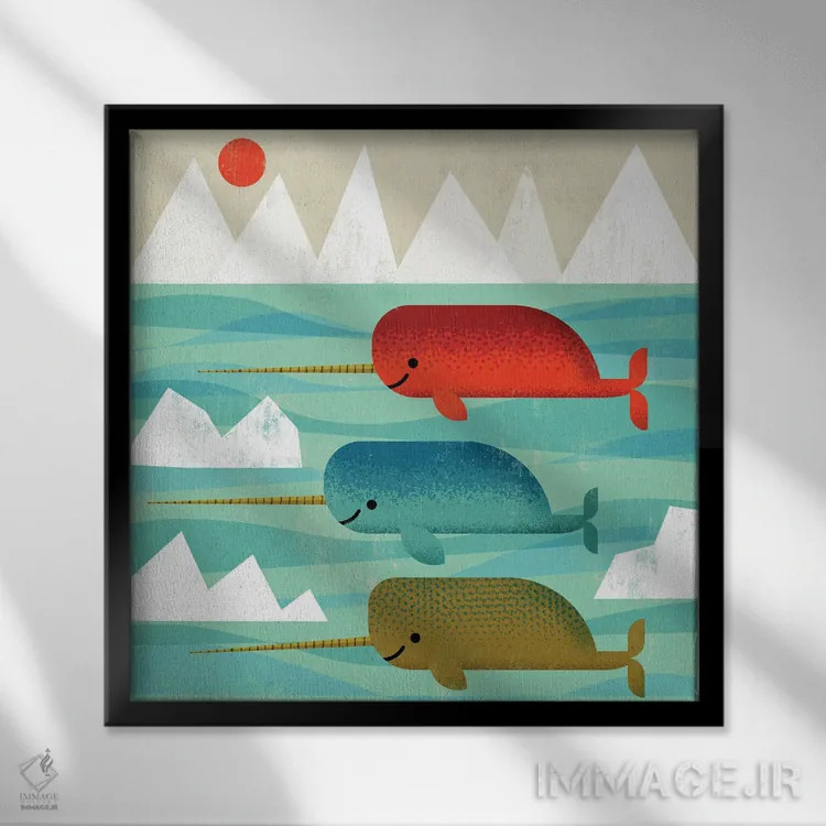 تابلو ناروالهای خوشحال اثر گارث لوکاس - نمای قابدار مشکی