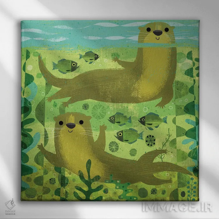 تابلو سمورهای آبی اثر گارث لوکاس - نمای روبهرو روی دیوار