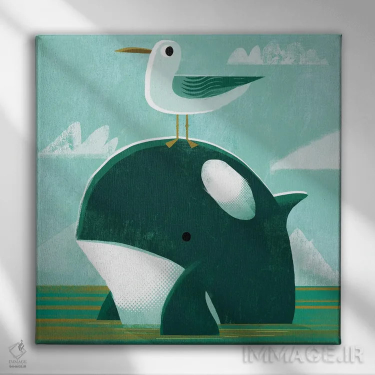 تابلو اورکا با مرغ دریایی مزاحم اثر گارث لوکاس - نمای روبهرو روی دیوار