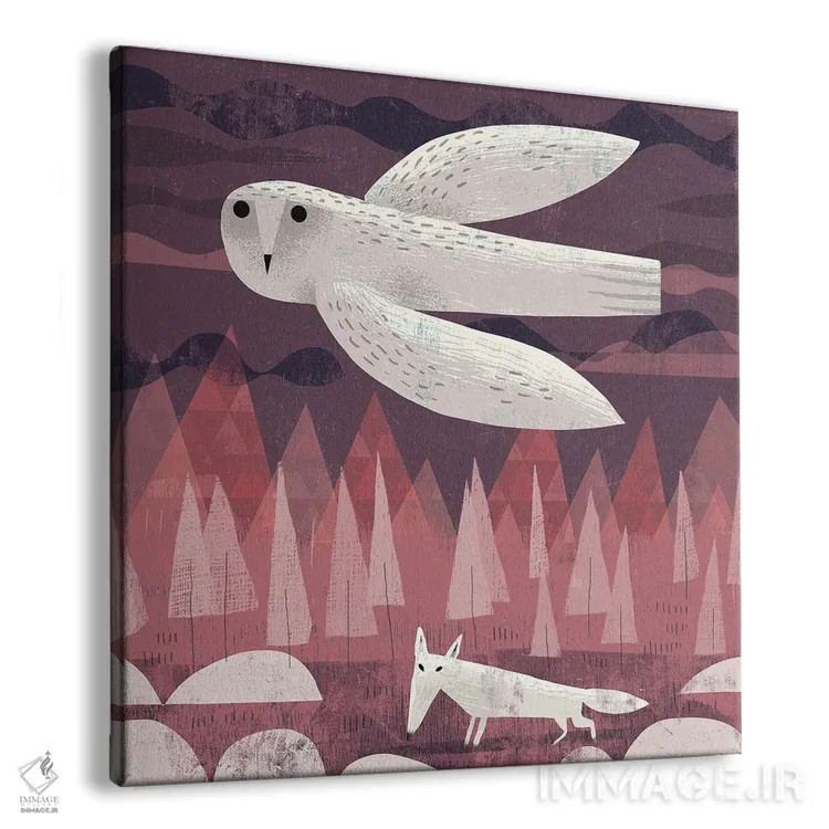 تابلو جغد برفی و روباه قطبی اثر گارث لوکاس - نمای پرسپکتیو محصول