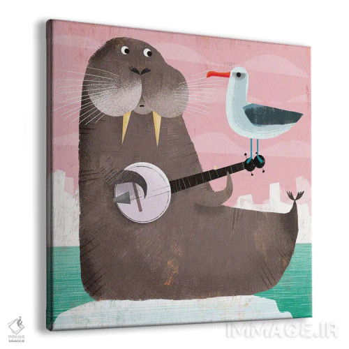 تابلو والروس با بانجو و مرغ دریایی اثر گارث لوکاس - نمای پرسپکتیو محصول