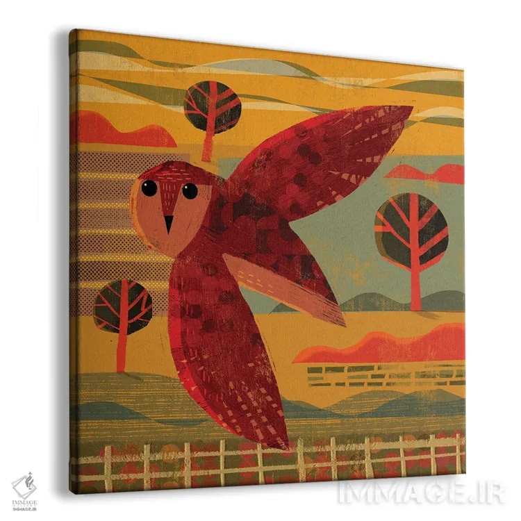 تابلو جغد در غروب آفتاب اثر گارث لوکاس - نمای پرسپکتیو محصول