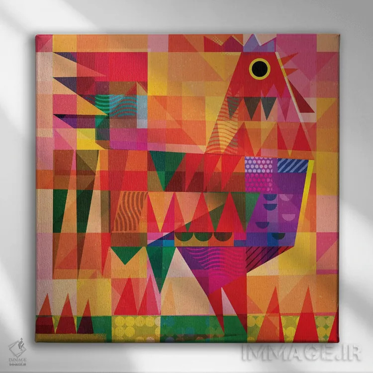 تابلو خروس وصلهدار ۴ اثر گارث لوکاس - نمای روبهرو روی دیوار